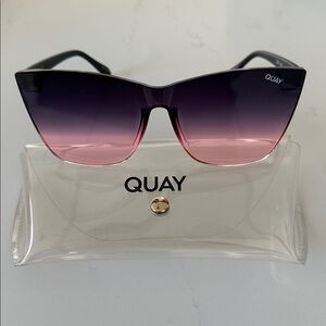 Quay Australia Come Thru Cat Eye Black and Pink Ombre Sunglasses